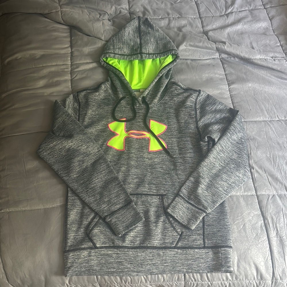 Under Armour Gray Hoodie with Neon Logo